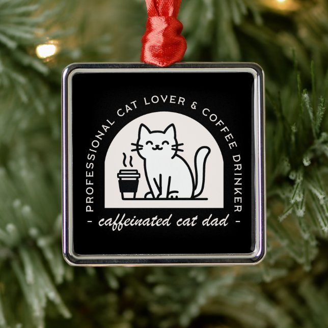 Adorno Metálico Cat dad funny coffee lover black (Árbol)