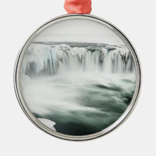 Adorno Metálico Catarata Godafoss, invierno, Islandia