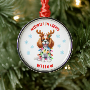 Adorno Metálico Cavalier adorable divertida acuarela Snowflakes Do