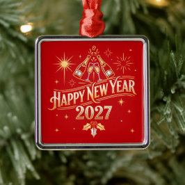 Adorno Metálico Celebración de Año Nuevo 2027
