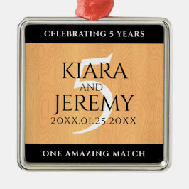 Adorno Metálico Celebración del 5° Aniversario del Boda de Madera 