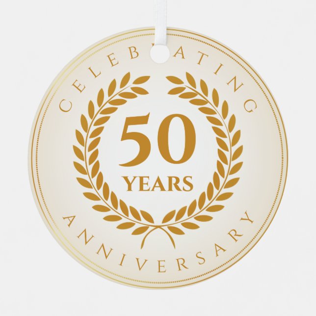 Adorno Metálico Celebrando el aniversario. Personalizado en oro (Anverso)