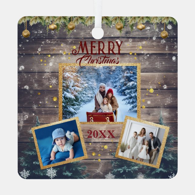 Adorno Metálico Celebrate Togetherness: 3-Photo Family Christmas  (Reverso )