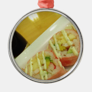 Adorno Metálico Cena De Sushi Arroz Pescado Dieta Saludable