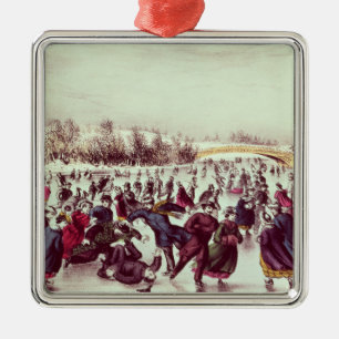 Adorno Metálico Central Park, invierno: El carnaval patinador