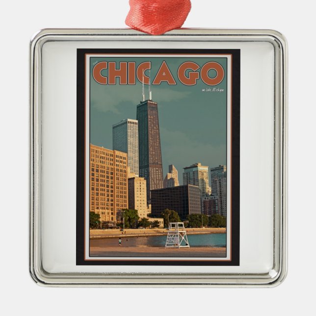 Adorno Metálico Centro de Chicago - de Juan Hancock (Frente)