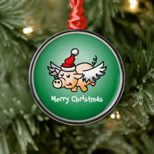 Adorno Metálico Cerdo de Navidad Lindo