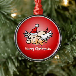 Adorno Metálico Cerdo de Navidad Volador