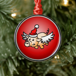 Adorno Metálico Cerdo de Navidad Volador