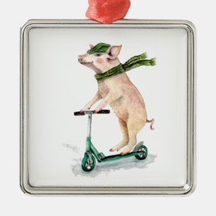 Adorno Metálico Cerdo en una moto