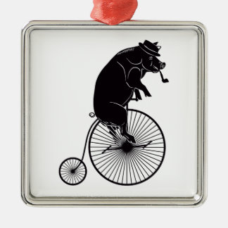 Adorno Metálico Cerdo que monta una bici