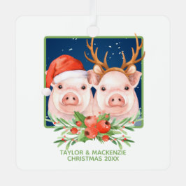 Adorno Metálico Cerdos navidades cutan Santa y pareja de renos
