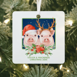 Adorno Metálico Cerdos navidades cutan Santa y pareja de renos