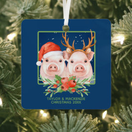 Adorno Metálico Cerdos navidades cutan Santa y pareja de renos
