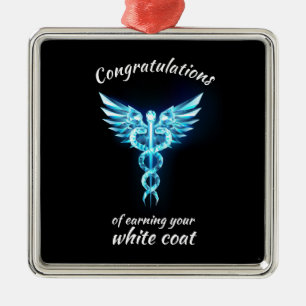 Adorno Metálico Ceremonia de Bata Blanca Cristal Médico