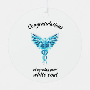 Adorno Metálico Ceremonia de Bata Blanca Cristal Médico