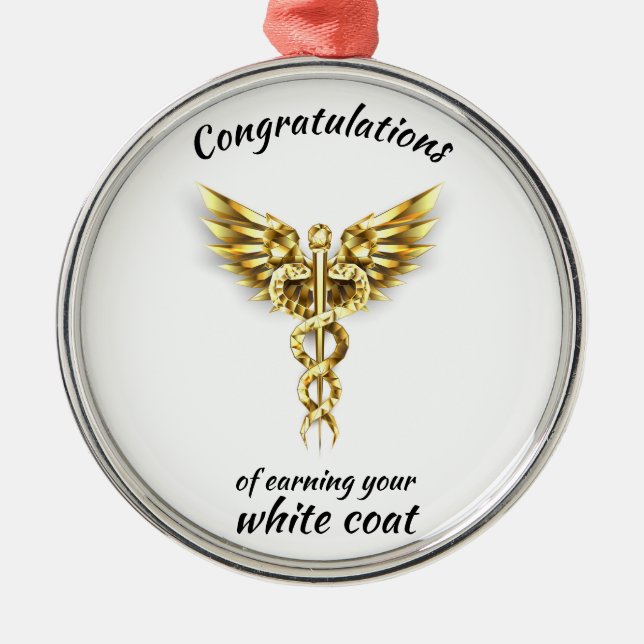 Adorno Metálico Ceremonia de Cocina Blanca Oro Médico (Frente)