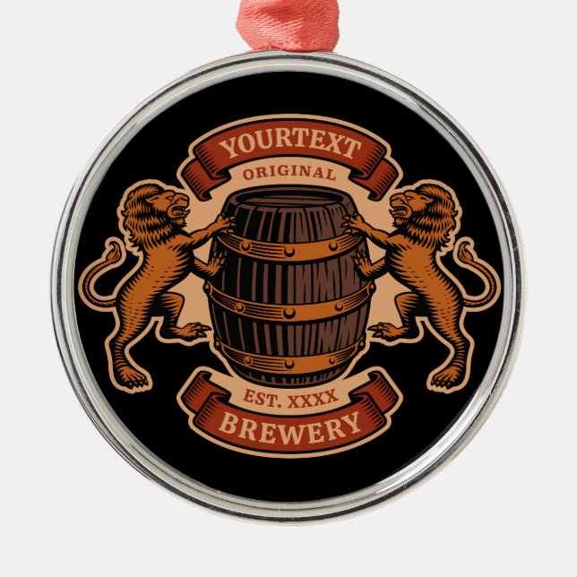 Adorno Metálico Cerveza de cervecería personalizada de león de rob (Frente)