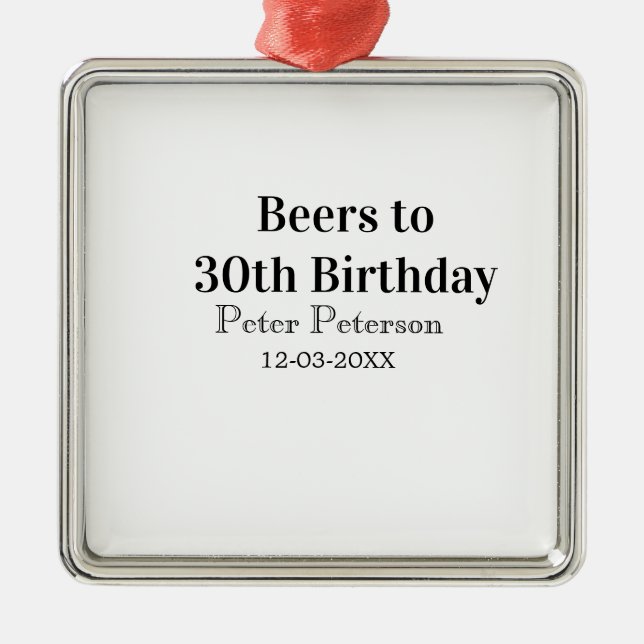 Adorno Metálico Cervezas hasta el cumpleaños 30 nombre fecha hombr (Frente)