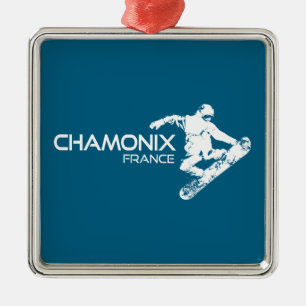 Adorno Metálico Chamonix Francia Snowboarder