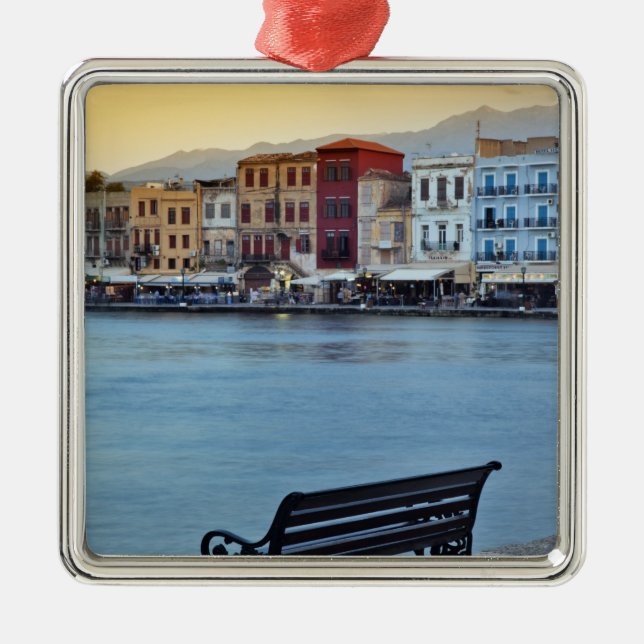 Adorno Metálico Chania al atardecer, Chania, Creta, Grecia (Frente)