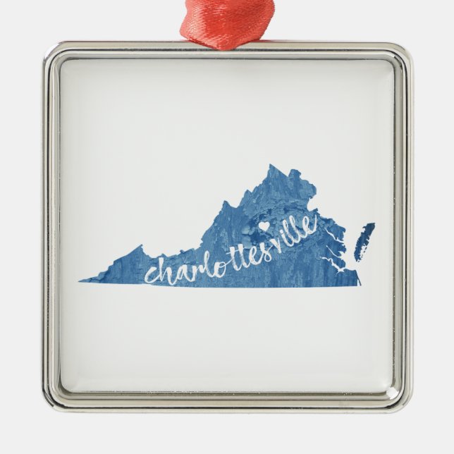Adorno Metálico Charlottesville Virginia Wood Plaque (Frente)