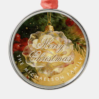 Adorno Metálico Charming Christmas Ornament Shaped Like a Rose