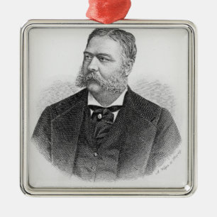 Adorno Metálico Chester Alan Arthur, grabado por A. Weger