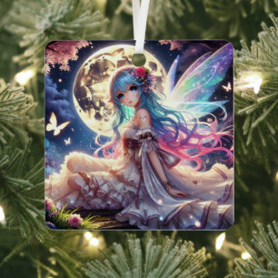 Adorno Metálico Chica Anime Princesa Hada de la Luna en Jardín