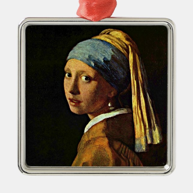 Adorno Metálico Chica con Pearl Earring, arte fino, (Frente)