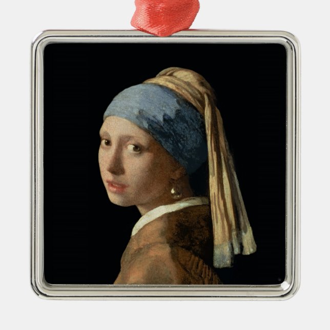 Adorno Metálico Chica con un pendiente de la perla, c.1665-6 (Frente)