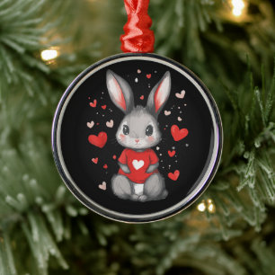 Adorno Metálico Chica Corazón Amante de Conejos