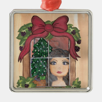 Adorno Metálico Chica de la ventana del navidad de Quantum Cutie