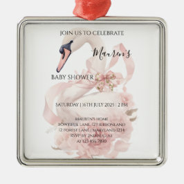 Adorno Metálico Chica de lazo rosa Baby Shower