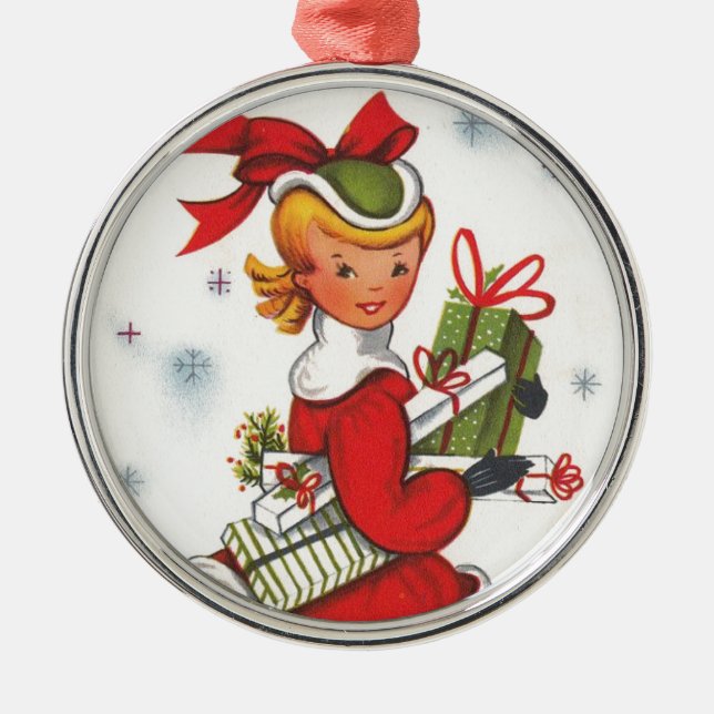 Adorno Metálico Chica de Navidades de los años 50 (Frente)