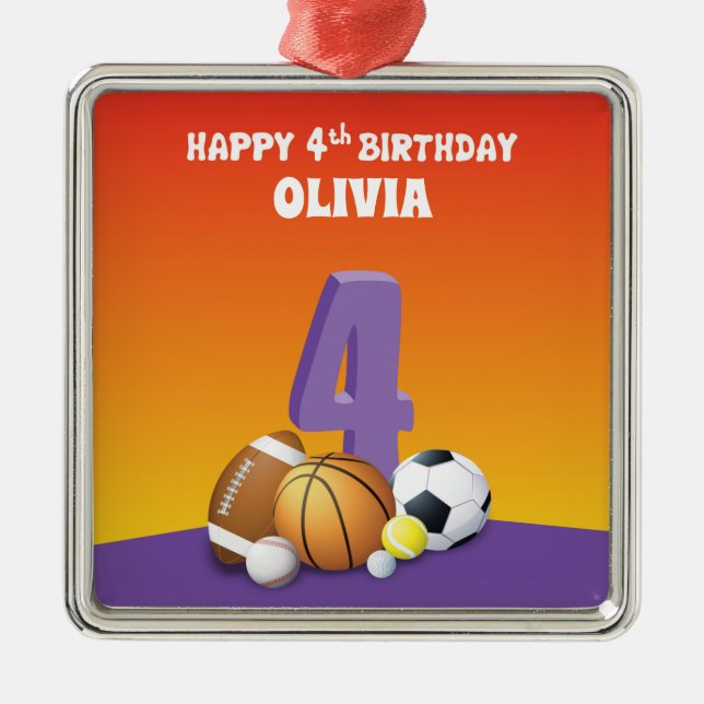 Adorno Metálico Chica de nombre personalizado 4º Balls deportivas  (Frente)