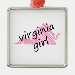 Adorno Metálico Chica de Virginia con el mapa garabateado de