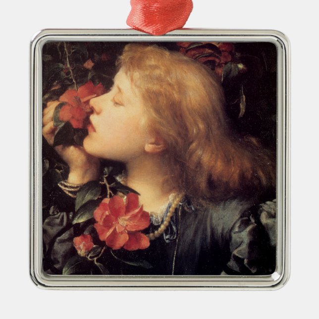 Adorno Metálico Chica eligiendo una hermosa flor (por G.F. Watts) (Frente)