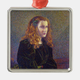 Adorno Metálico Chica en verde (por Theo van Rysselberghe) Cerámic