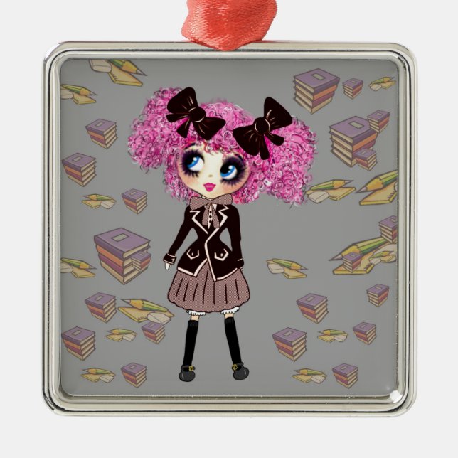 Adorno Metálico Chica estudiantil kawaii con PinkyP (Frente)