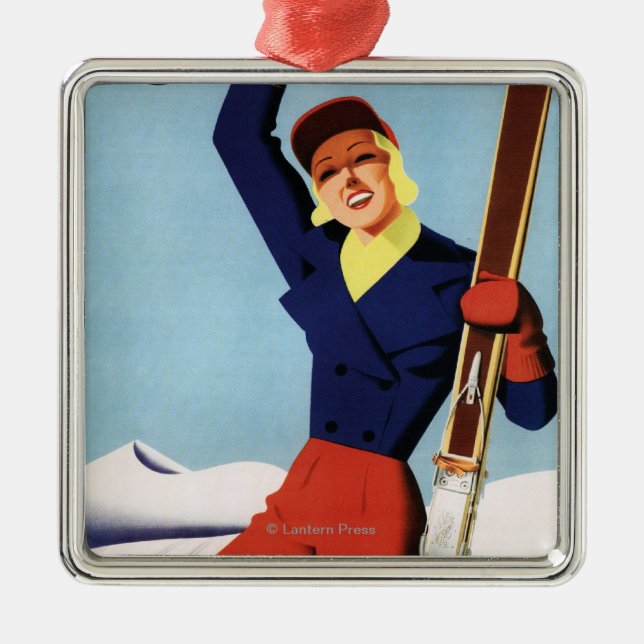 Adorno Metálico Chica flexible del esquí del Pin-Para arriba del (Frente)