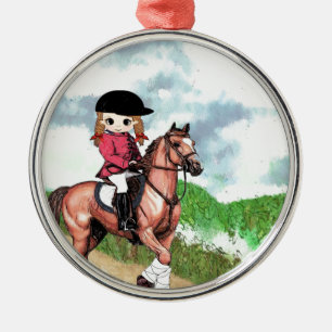 Adorno Metálico Chica inglés del montar a caballo