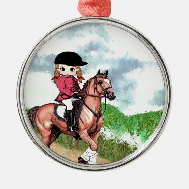 Adorno Metálico Chica inglés del montar a caballo (Frente)