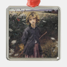 Chica joven caminando entre flores (Bastien-Lepage