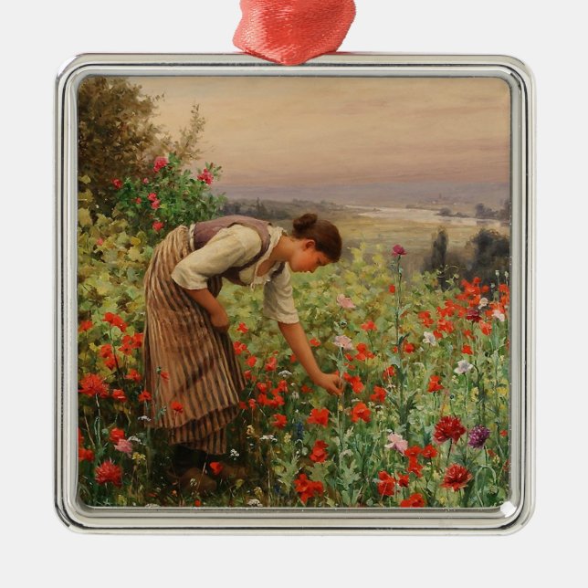 Adorno Metálico Chica Poppies (Escena Floral) (Campo Flor) (Frente)