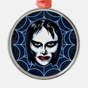 Adorno Metálico Chica Vampiro Máscara de Monstruo Vintage Horror M