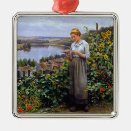 Adorno Metálico Chica y su Mascota Dove (Mujer joven y pájaro)