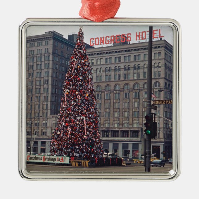 Adorno Metálico Chicago Congress Hotel Christmas Tree 1963 Photo (Frente)