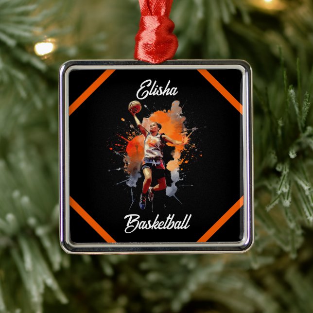 Adorno Metálico Chicas Baloncesto acuarela personalizada (Árbol)