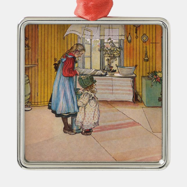 Adorno Metálico Chicas en la cocina (arte sueco clásico) (Frente)